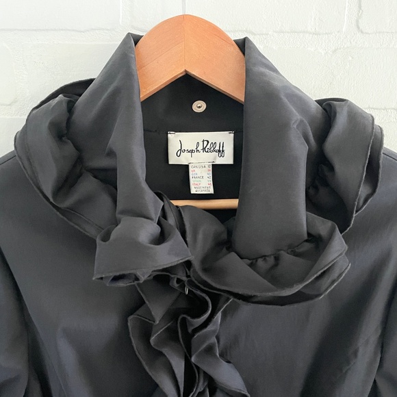 Joseph Ribcoff Trench coat/Dress Ruffled Statement Whimsigoth Pockets Sz 12 - Picture 5 of 15